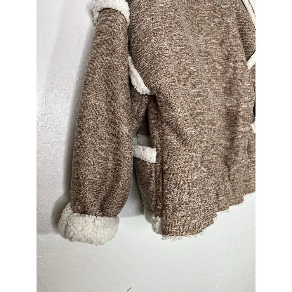 Sherpa Jacket Boho David And Danny Sweater Brown White Wrap Warm Boho Coat Sz S